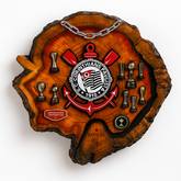 Tábua Rústica Personalizada - Corinthias + Kit Churrasco Personalizado