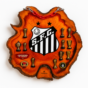 Tábua Rústica Personalizada - Santos + Kit Churrasco Personalizado