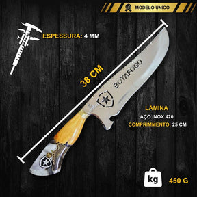 Tábua Rústica Personalizada - Bota Fogo + Kit Churrasco Personalizado