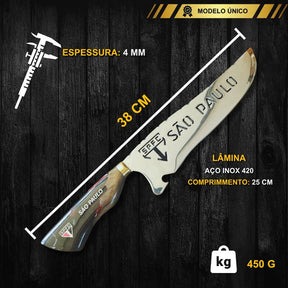Tábua Rústica Personalizada - São Paulo + Kit Churrasco Personalizado